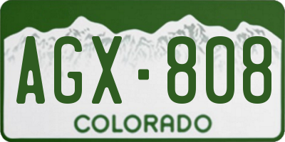 CO license plate AGX808