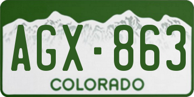 CO license plate AGX863
