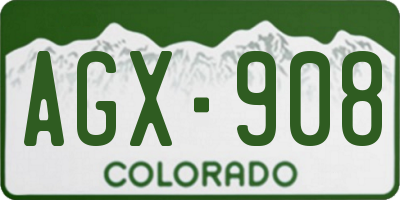 CO license plate AGX908