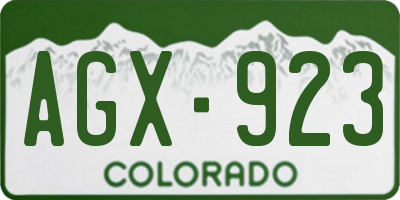 CO license plate AGX923