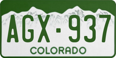 CO license plate AGX937
