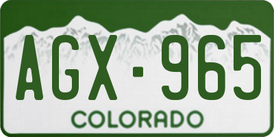 CO license plate AGX965