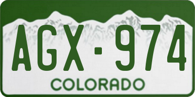 CO license plate AGX974