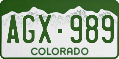 CO license plate AGX989