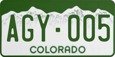 CO license plate AGY005