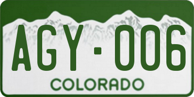 CO license plate AGY006