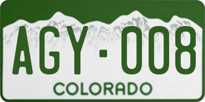 CO license plate AGY008