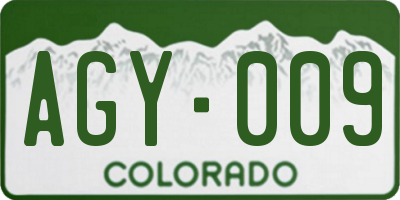 CO license plate AGY009