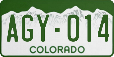CO license plate AGY014