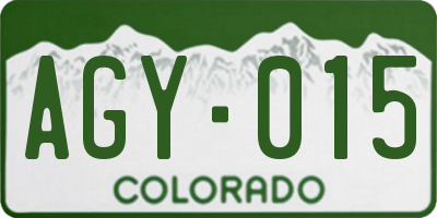 CO license plate AGY015