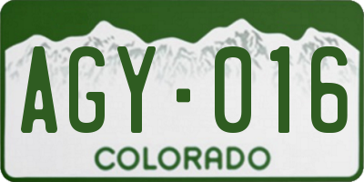 CO license plate AGY016