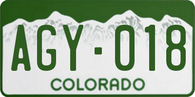 CO license plate AGY018