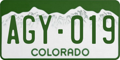 CO license plate AGY019