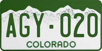 CO license plate AGY020