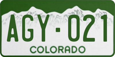CO license plate AGY021