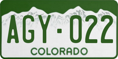 CO license plate AGY022