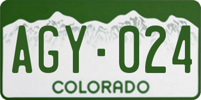 CO license plate AGY024