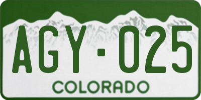 CO license plate AGY025
