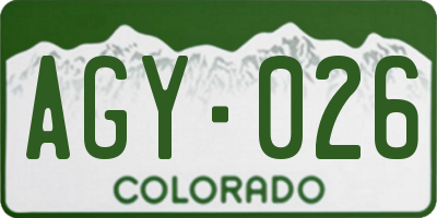 CO license plate AGY026