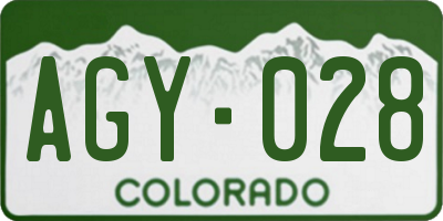 CO license plate AGY028