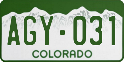 CO license plate AGY031
