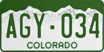 CO license plate AGY034
