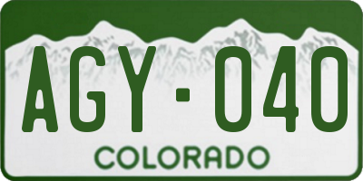 CO license plate AGY040