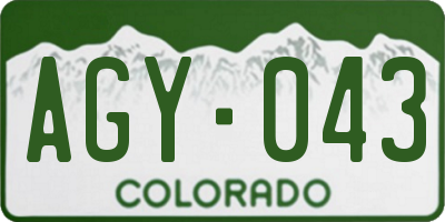 CO license plate AGY043