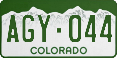 CO license plate AGY044