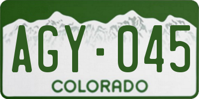 CO license plate AGY045