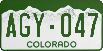 CO license plate AGY047