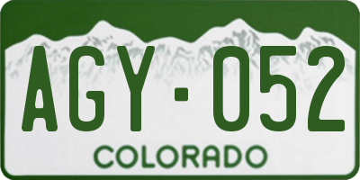 CO license plate AGY052