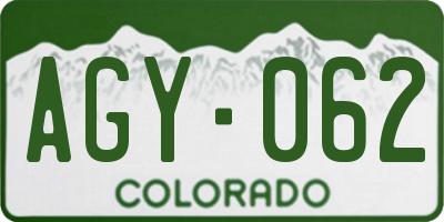 CO license plate AGY062