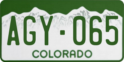 CO license plate AGY065