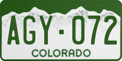 CO license plate AGY072