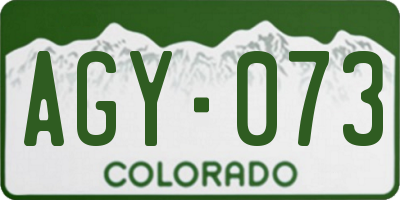 CO license plate AGY073