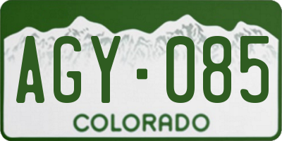 CO license plate AGY085