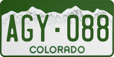 CO license plate AGY088
