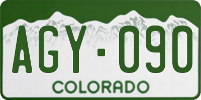 CO license plate AGY090