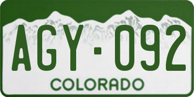 CO license plate AGY092
