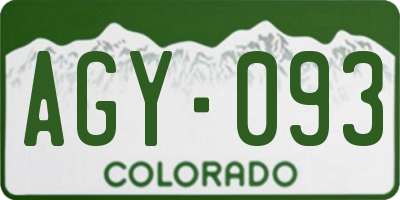 CO license plate AGY093