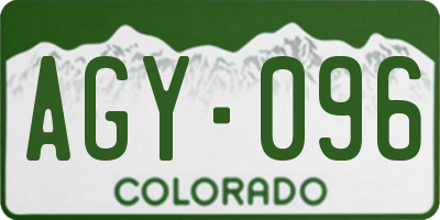 CO license plate AGY096