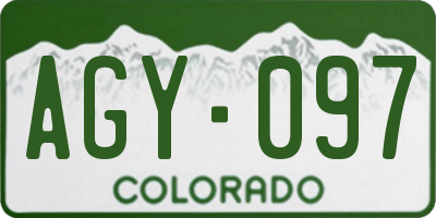 CO license plate AGY097