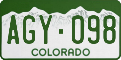CO license plate AGY098