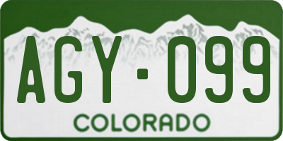CO license plate AGY099