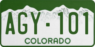 CO license plate AGY101