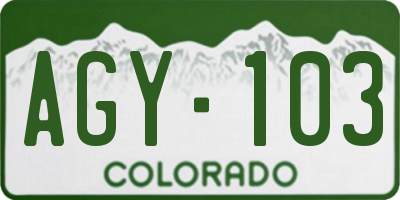 CO license plate AGY103