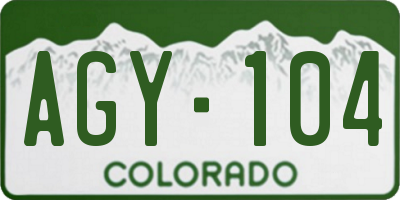 CO license plate AGY104