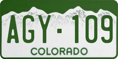 CO license plate AGY109