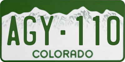CO license plate AGY110